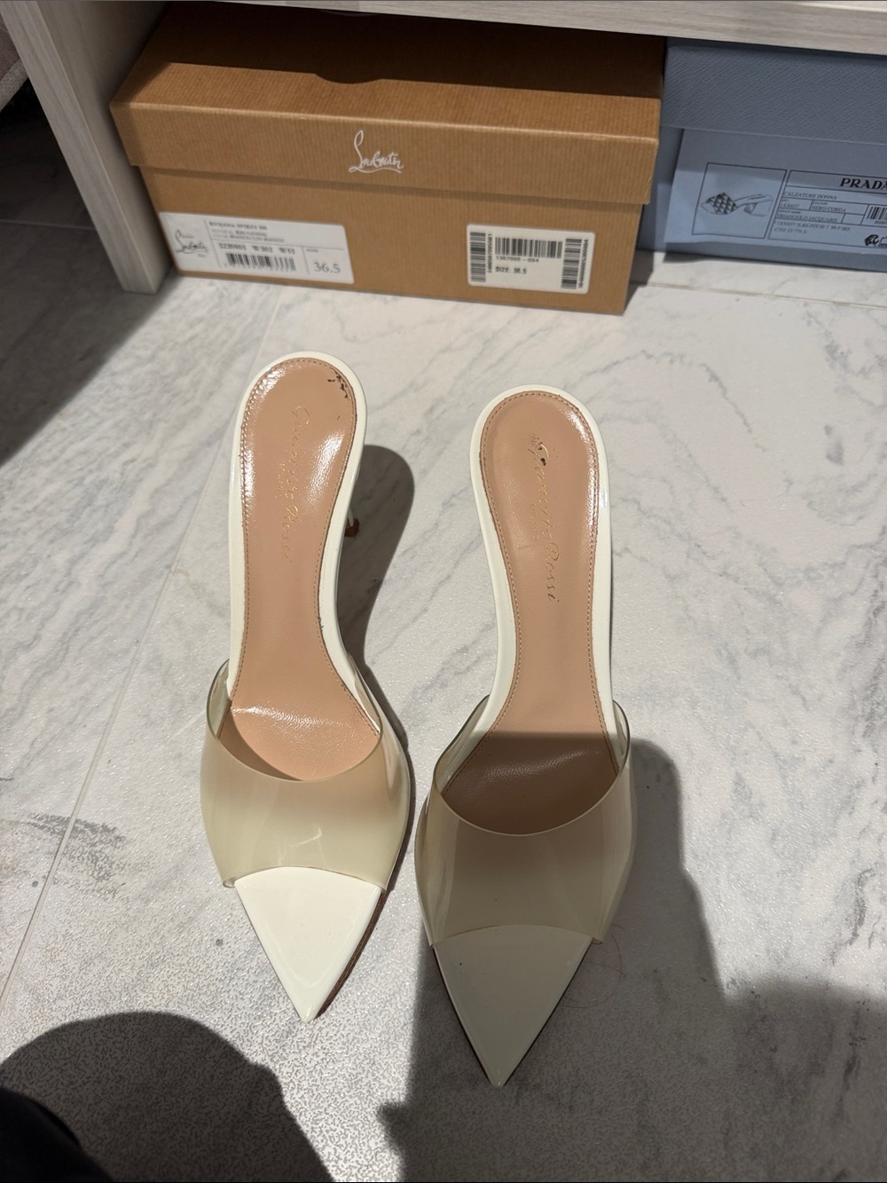 Gianvito Rossi Ivory Pointed PVC Mules